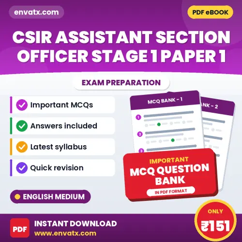 Best MCQ eBook for CSIR Assistant Section Officer Stage 1 Paper 1 Exam in English | Selected Questions with Answer Key