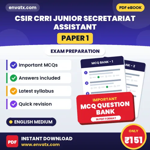 Best MCQ eBook for CSIR CRRI Junior Secretariat Assistant (Paper 1) Exam in English | Selected Questions with Answer Key
