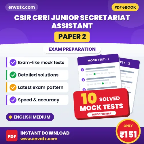 Download 10 CSIR CRRI Junior Secretariat Assistant (Paper 2) Mock Tests PDF (English) Based on the Latest Exam Pattern