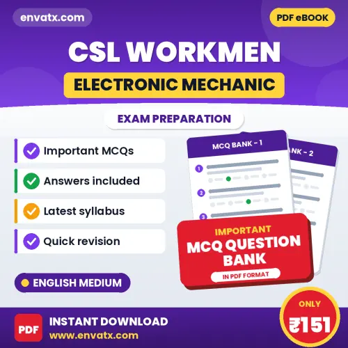 Buy CSL Workmen (Electronic Mechanic) Exam Objective Type Questions eBook in English – Latest Pattern MCQ Collection