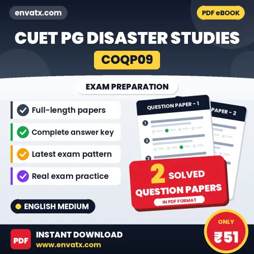2 Question Papers for CUET PG Disaster Studies (COQP09) Exam in English | Solved Practice eBook – Instant PDF Download