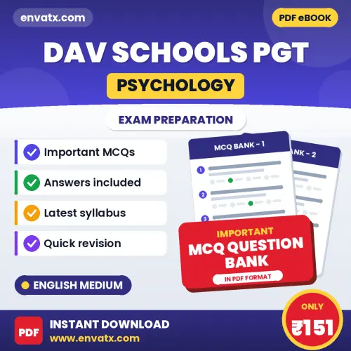 Download DAV Schools PGT (Psychology) Exam MCQ PDF in English – Important Objective Questions with Answers