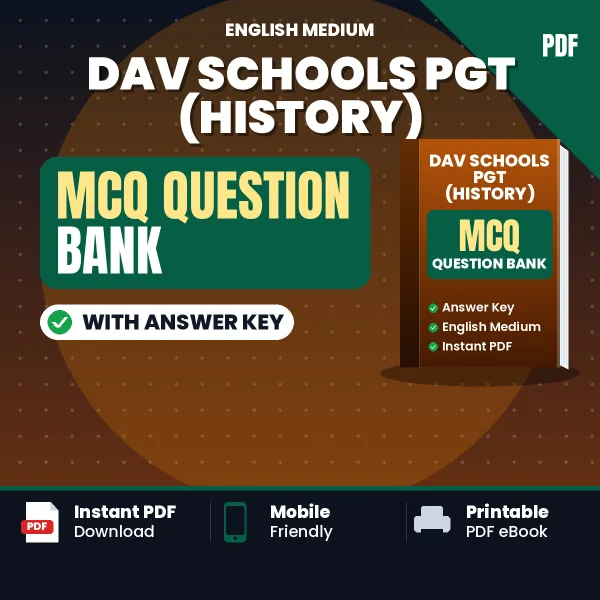 DAV Schools PGT (History) MCQ with Answer Key Book PDF in English – Exam-Oriented Objective Questions for Quick Revision