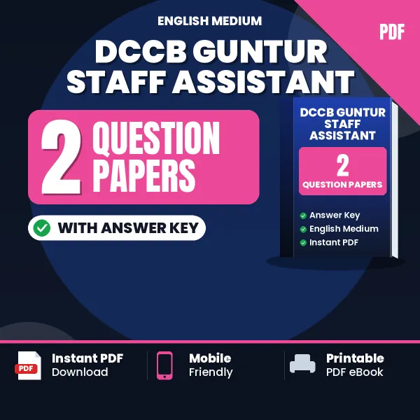 DCCB Guntur Staff Assistant Question Paper PDF in English – 2 Full-Length Question Papers with Answer Key