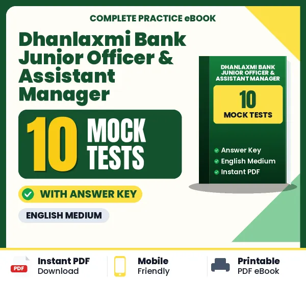 Dhanlaxmi Bank Junior Officer & Assistant Manager Mock Test PDF in English – 10 Full-Length Mock Tests with Answer Key