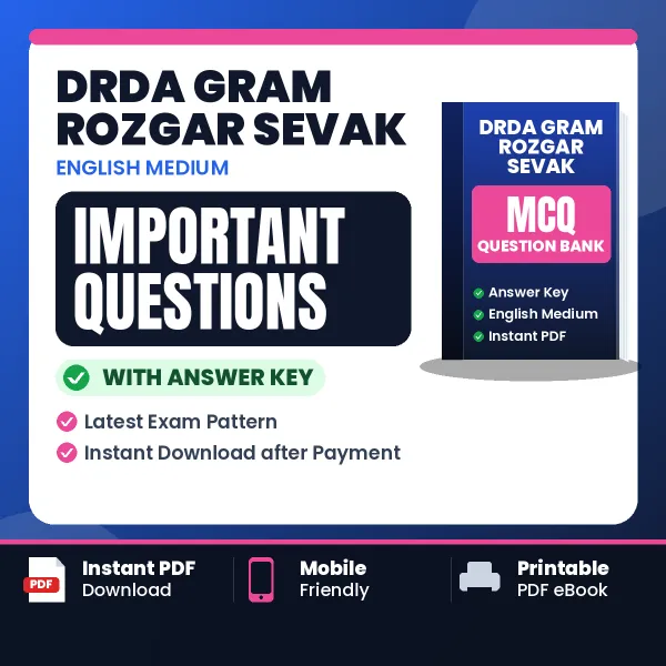 Download DRDA Gram Rozgar Sevak Preparation Book PDF (English) with Important Questions & Answers