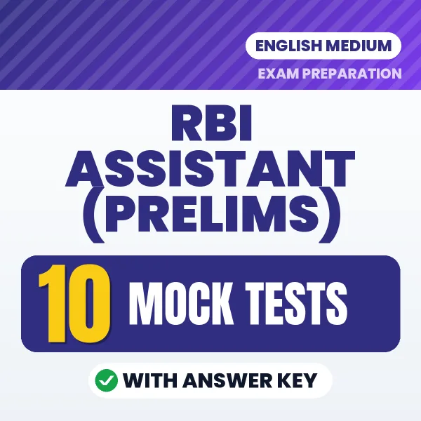 RBI Assistant (Prelims) Mock Test PDF in English – 10 Full-Length Mock Tests with Answer Key