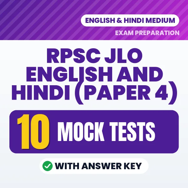 Boost Your RPSC JLO English and Hindi (Paper 4) Exam Score with 10 Mock Tests with Answer Key in English – PDF eBook
