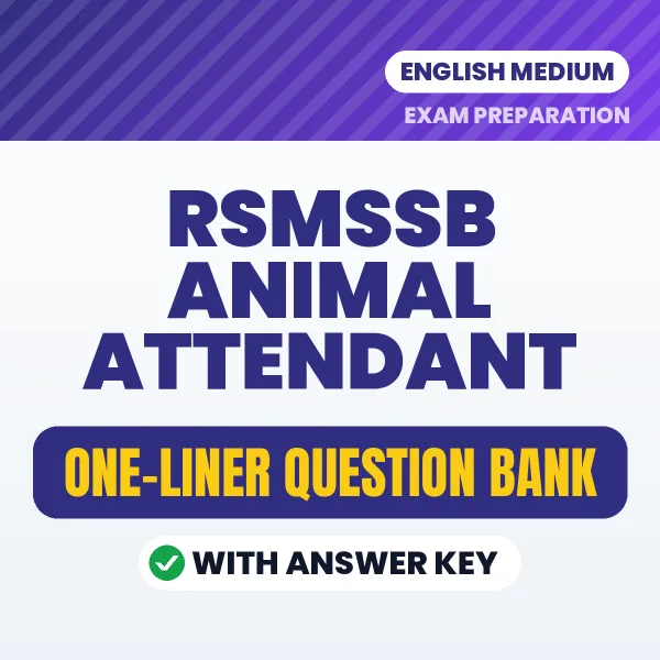 RSMSSB Animal Attendant One-Liner Questions PDF in English – Quick Revision Book with Answers