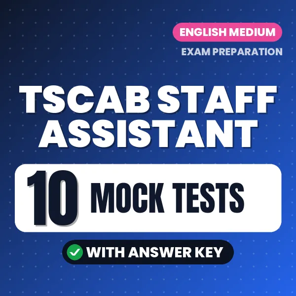 Latest Pattern TSCAB Staff Assistant Mock Test eBook in English – 10 Mock Tests with Answer Key for Self-Assessment