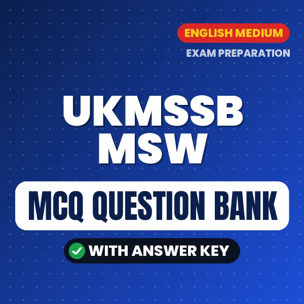 Best MCQ eBook for UKMSSB MSW Exam in English | Selected Questions with Answer Key