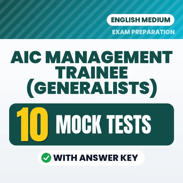 10 Mock Tests for AIC Management Trainee (Generalists) Exam in English | Practice eBook with Answer Key – Instant PDF Download