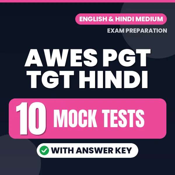 Practice for AWES PGT TGT Hindi Exam at Home – 10 Mock Tests PDF in English with Answers
