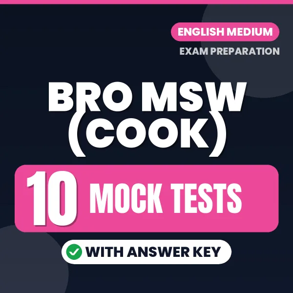 BRO MSW (Cook) Exam Mock Test Series (English): 10 Exam-Like Mock Tests with Answers