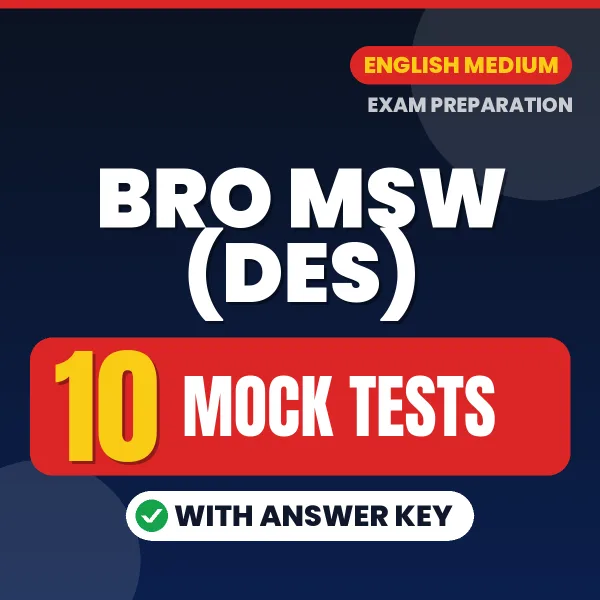 BRO MSW (DES) Mock Test PDF in English – 10 Full-Length Mock Tests with Answer Key