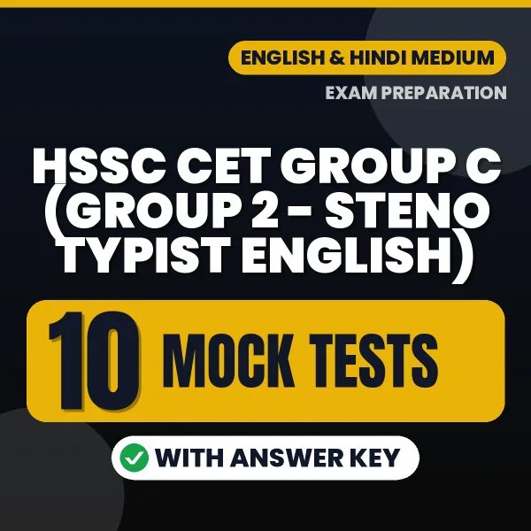 HSSC CET Group C (Group 2 - Steno Typist English) Mock Test PDF in Hindi – 10 Full-Length Mock Tests with Answer Key