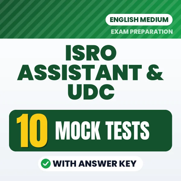 10 Mock Tests for ISRO Assistant & UDC Exam in English | Practice eBook with Answer Key – Instant PDF Download