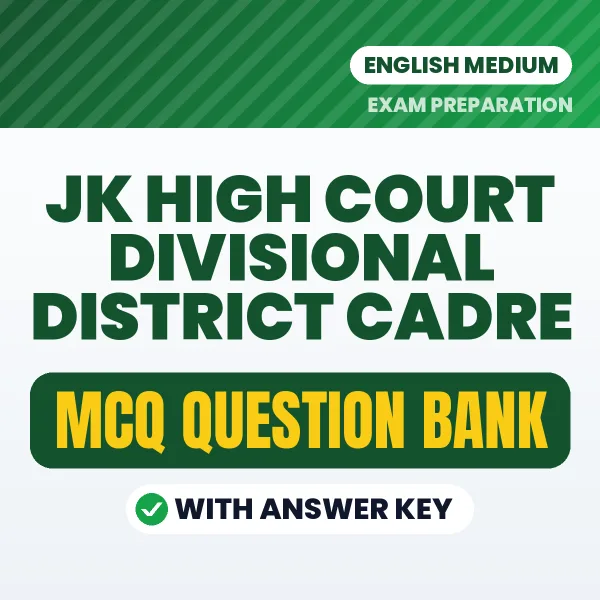 Download JK High Court Divisional District Cadre Exam MCQ PDF in English – Important Objective Questions with Answers