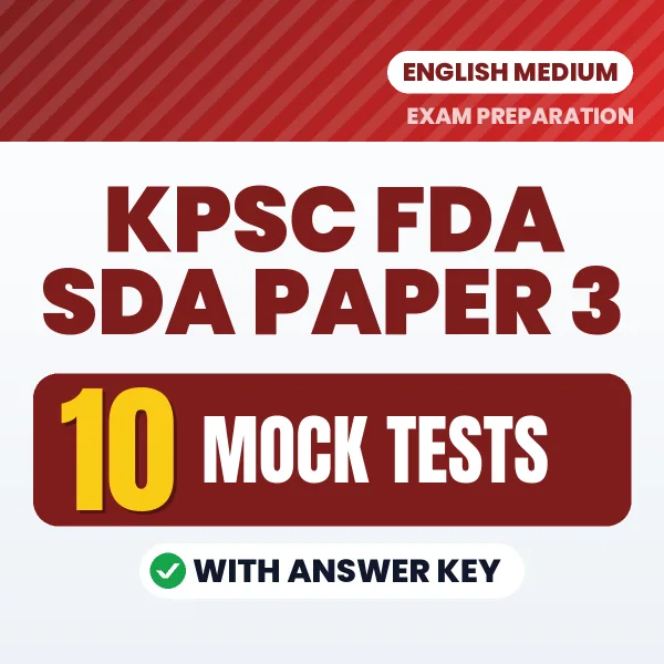Latest Pattern KPSC FDA SDA Paper 3 Mock Test eBook in English – 10 Mock Tests with Answer Key for Self-Assessment