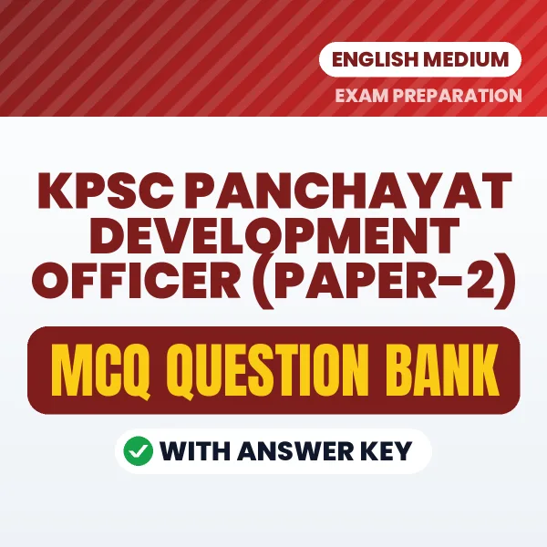 Best MCQ eBook for KPSC Panchayat Development Officer (Paper-2) Exam in English | Selected Questions with Answer Key