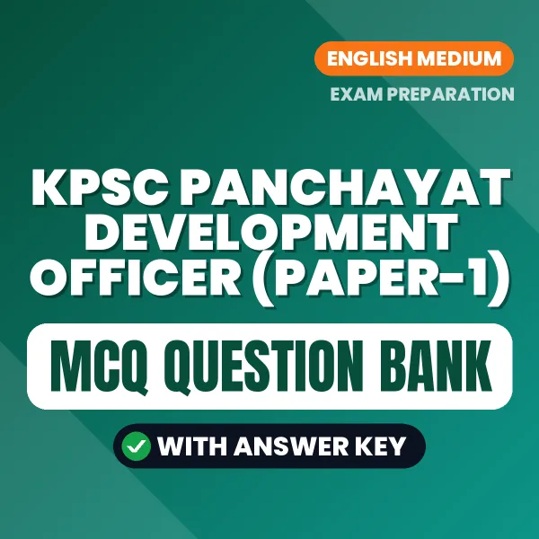 Best MCQ eBook for KPSC Panchayat Development Officer (Paper-1) Exam in English | Selected Questions with Answer Key